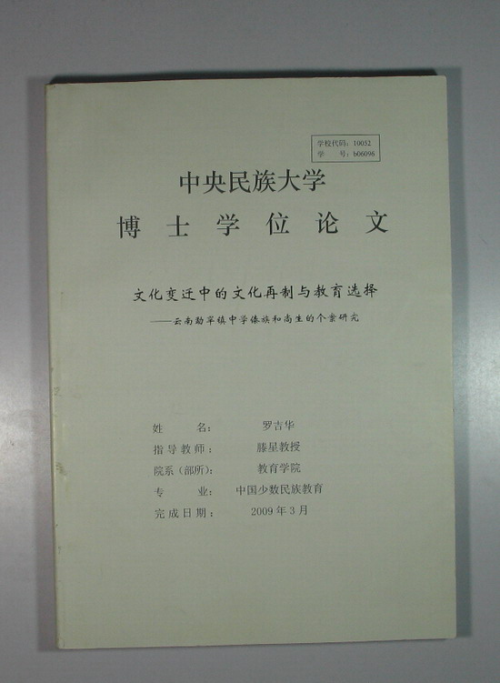 中央民族大学博士学位论文:文化变迁中的文化